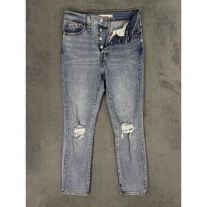 Levis Jeans Womens 25 Blue Light Wash Denim Wedgie Straight Button Fly High Rise